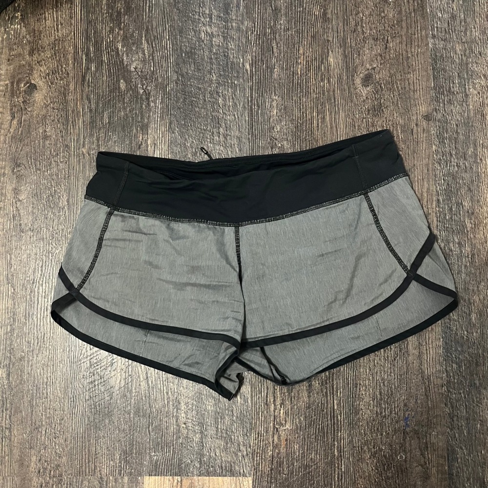Lululemon Women's Running Athletic Shorts Gray Black Size 8 Activewear